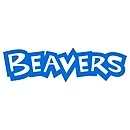 Blue cartoon-style word 'BEAVERS' on a white background.