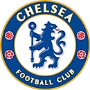 Chelsea Football Club logo with a blue lion holding a staff in a circular design.
